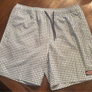 Vineyard Vines Navy and White Geometric Swim Trunks